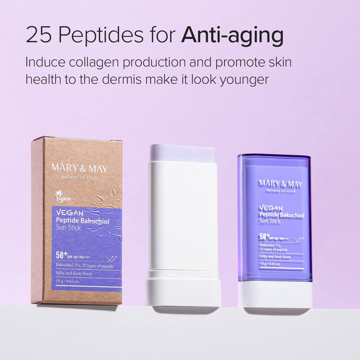 Mary & May - Vegan Peptide Bakuchiol Sun Stick SPF50+ PA++++ 18g