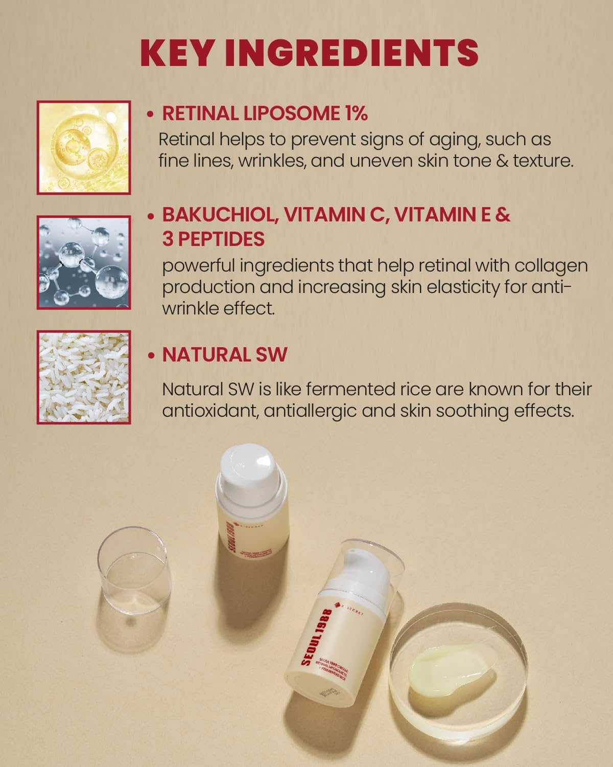 K-Secret Seoul 1988 Cream: Retinal Liposome 1% + Fermented Rice 50ml