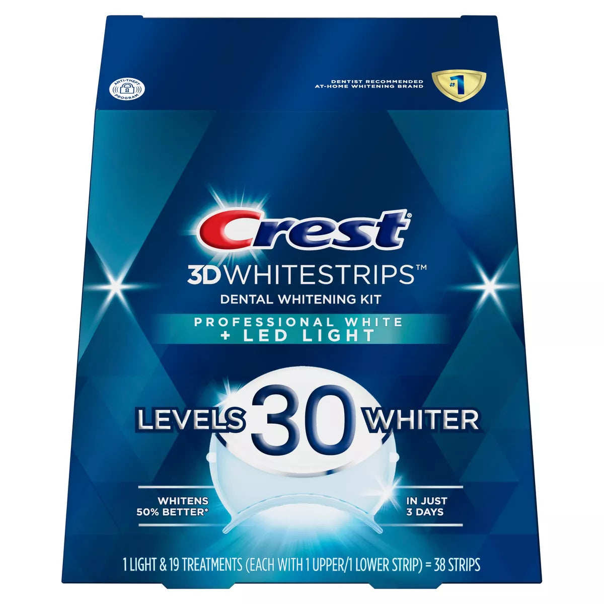 Crest - 3D Whitestrips Professional White + LED Light (Level 30) 38 strip