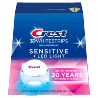 Crest - 3DWhitestrips Sensitive + LED Light At-Home Teeth Whitening Kit 28 strips