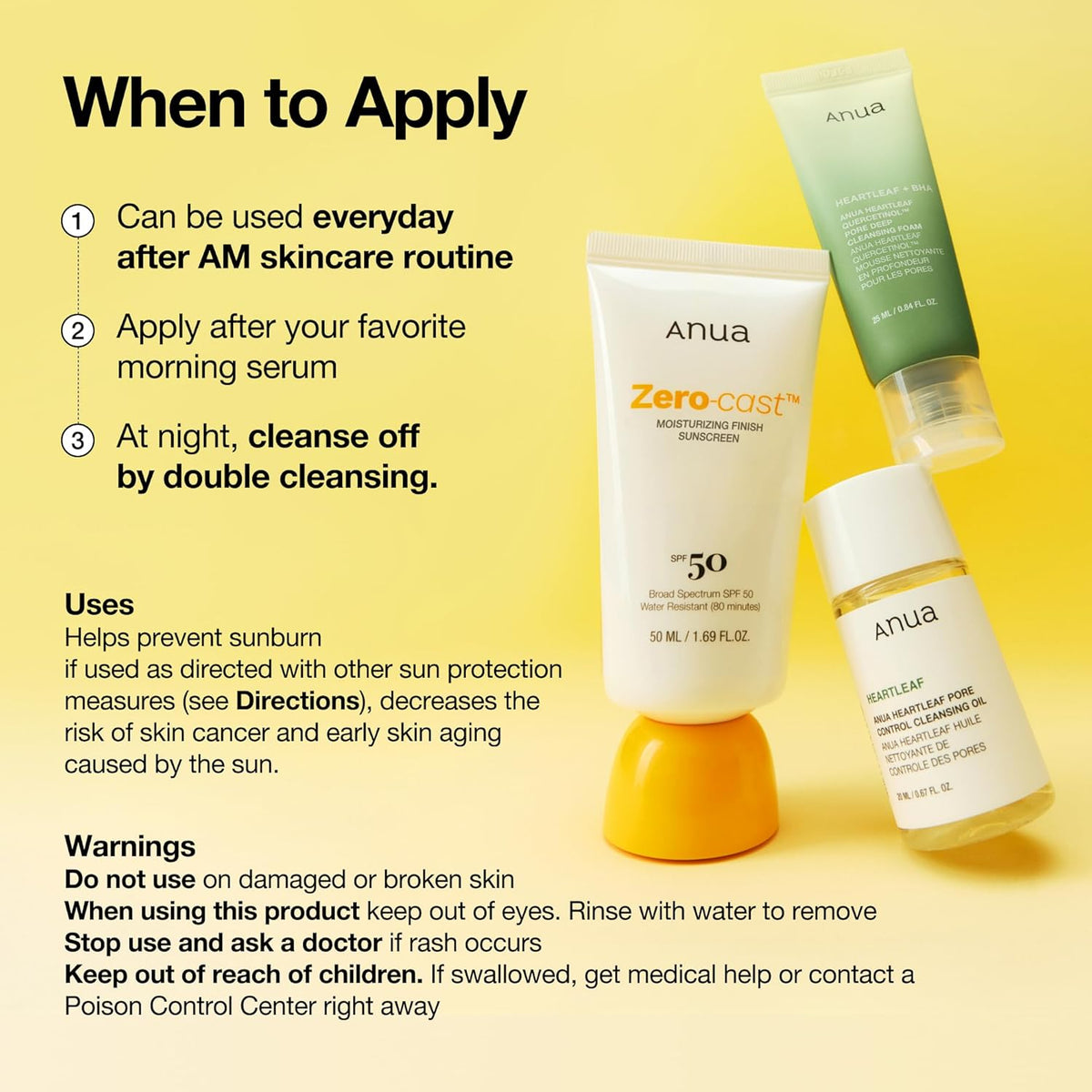 Anua - Zero Cast Moisturizing Finish Sunscreen SPF50+ PA++++ 50ml