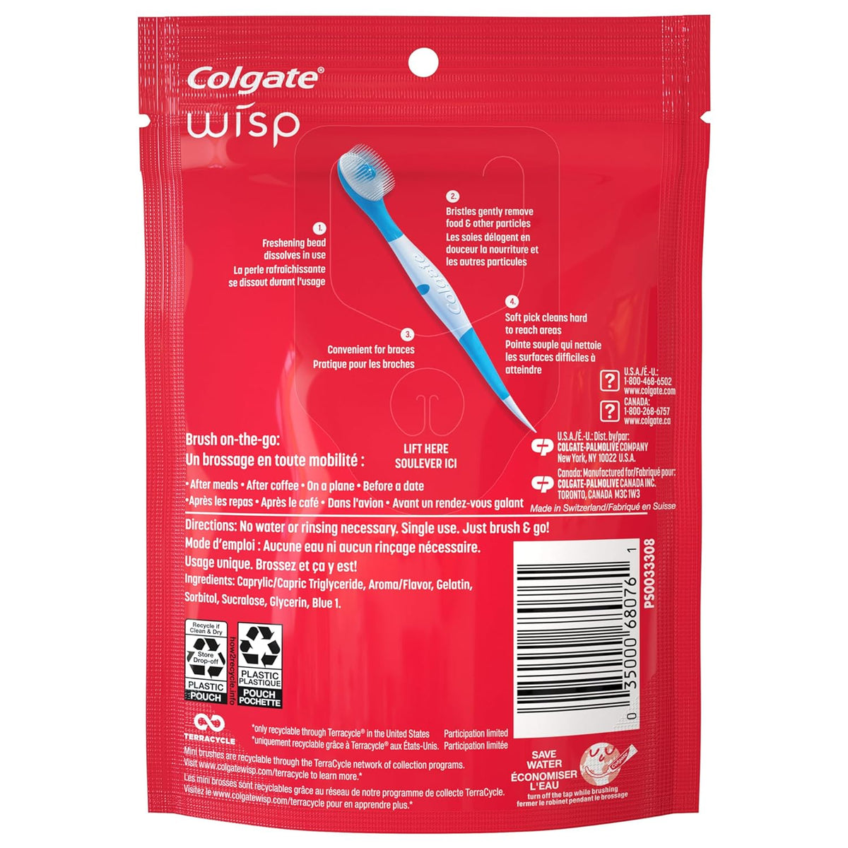 Colgate  - Wisp Disposable Mini Travel Toothbrushes, Max Fresh Peppermint, 24 each