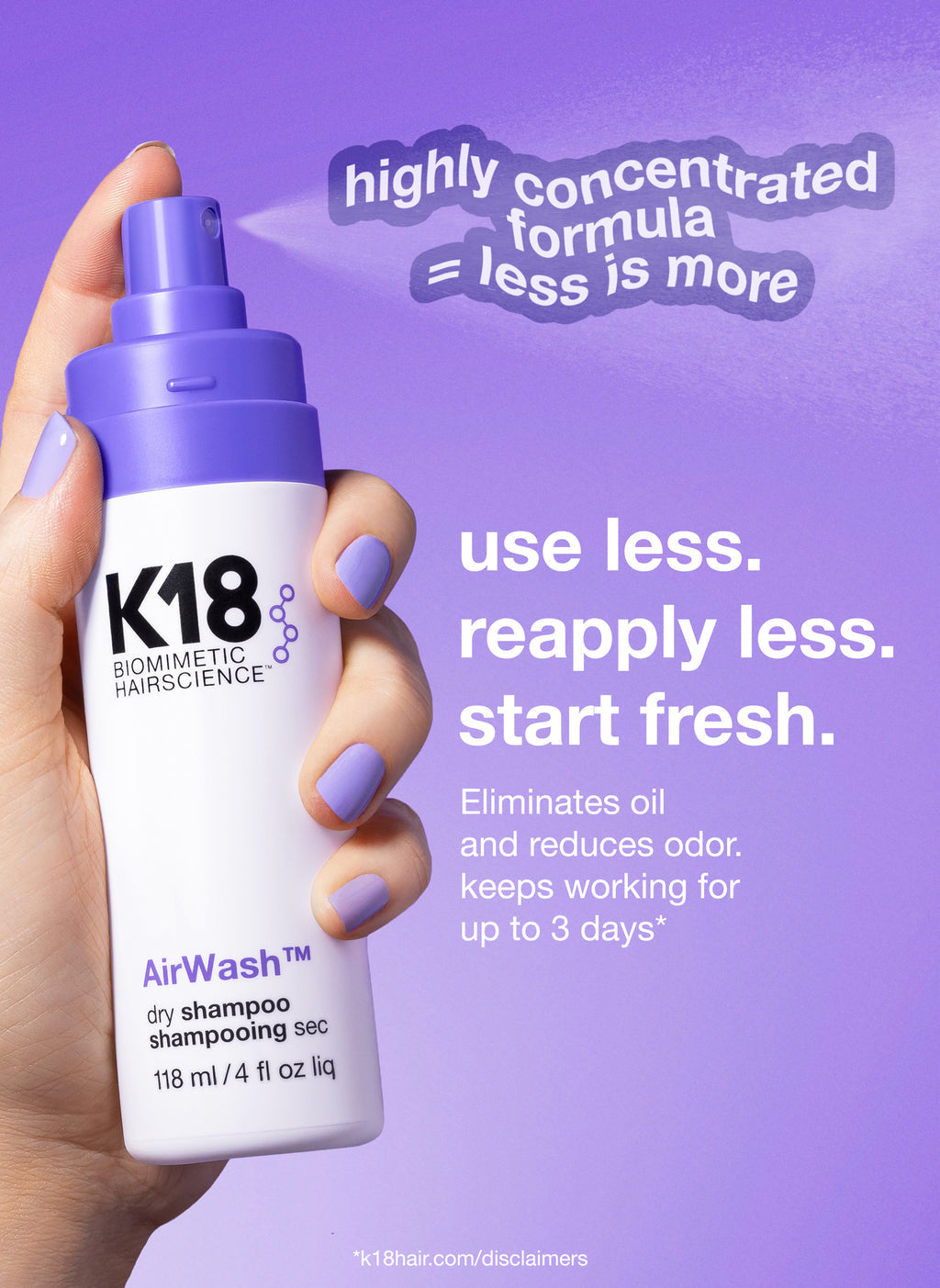 K18 - Biomimetic Hairscience AirWash Dry Shampoo 118 ml