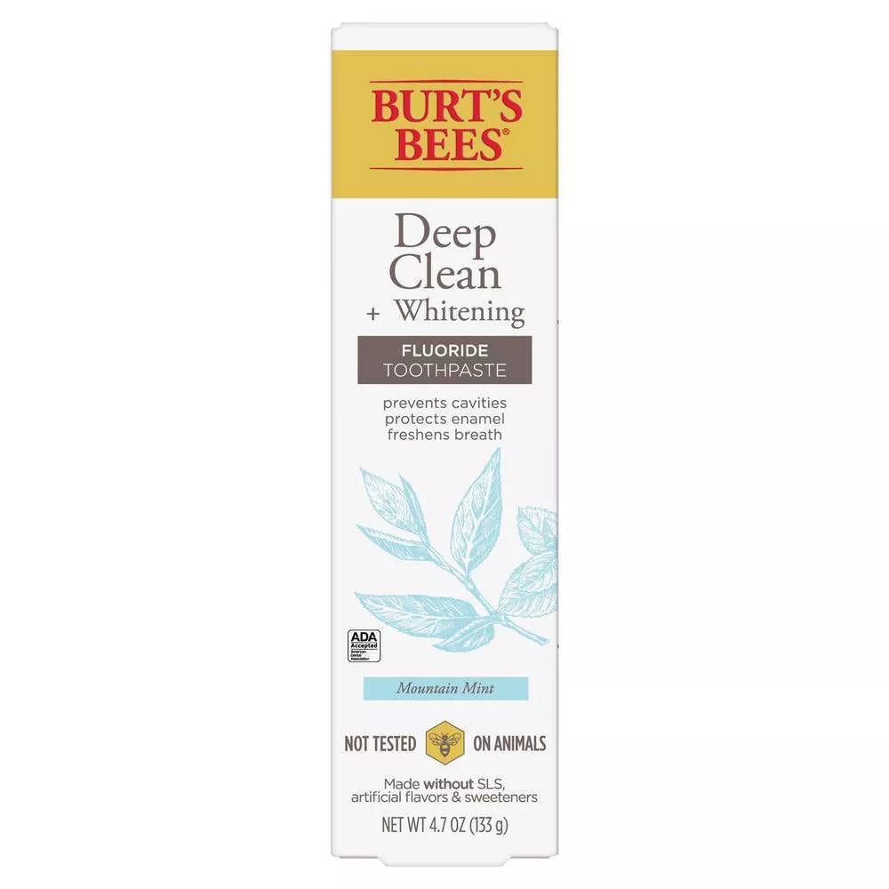Burt’s Bees - Deep Clean + Whitening Fluoride Toothpaste, Mountain Mint 133g