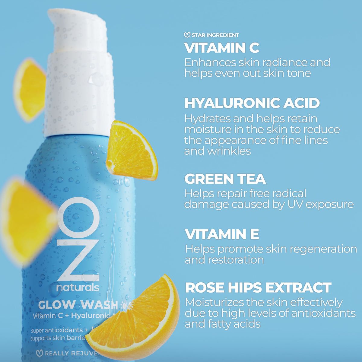 OZ naturals - Glow Wash Vitamin C + Hyaluronic Acid 89ml