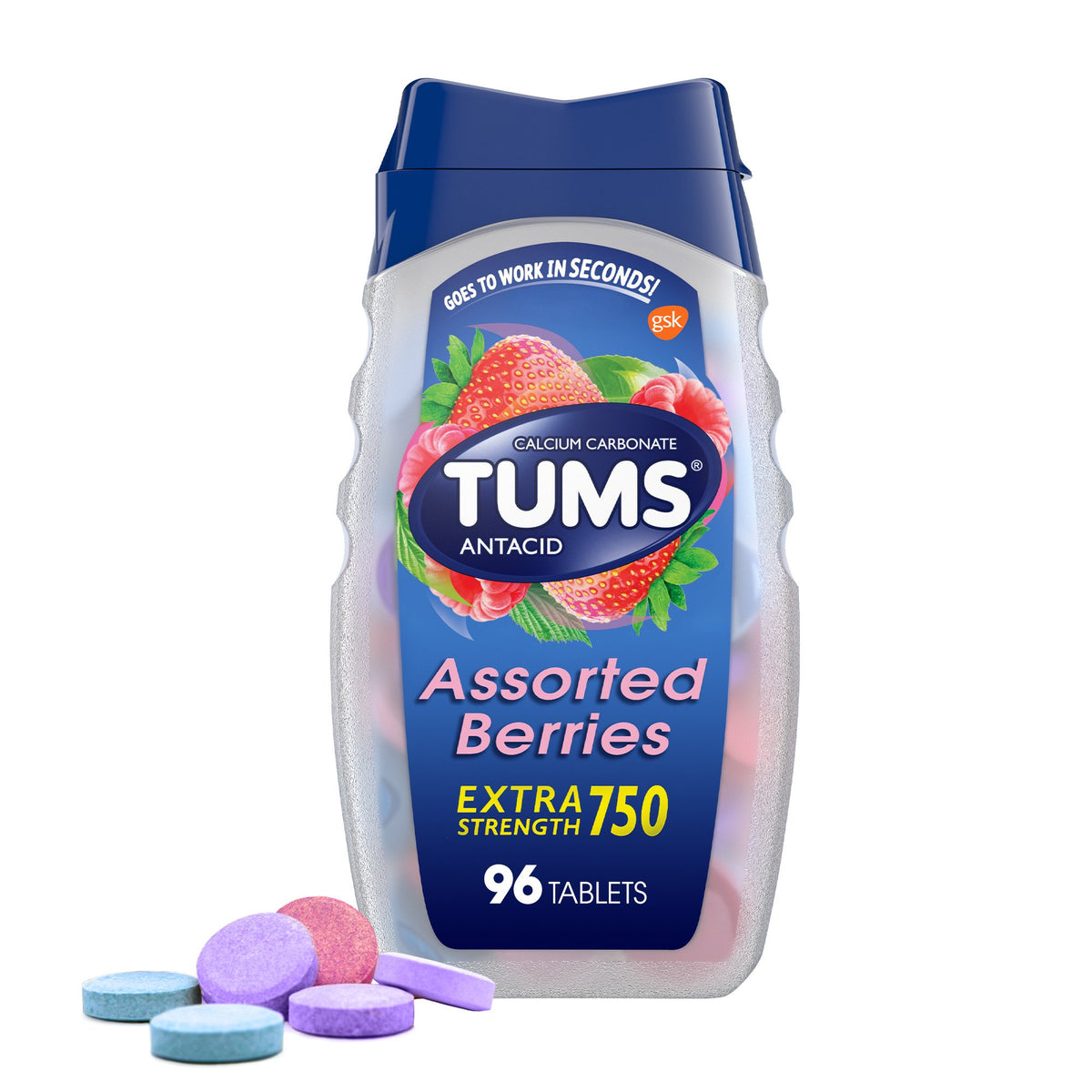 Tums Antacid Chewable Tablets Assorted Berries 96 each