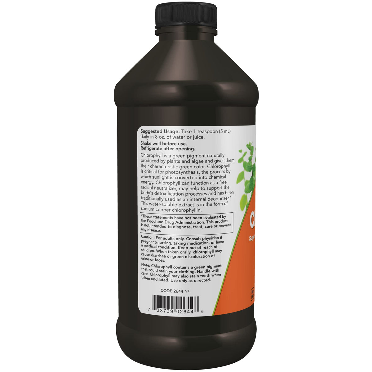 NOW Liquid Chorophyll Internal Deodorizer - Mint Flavour 473ml